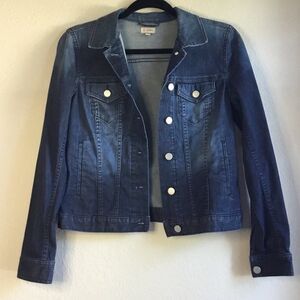Cremieux stretchy lightweight denim jacket ombre light to dark blue